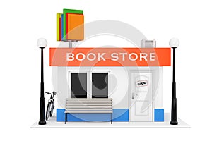 Toy Cartoon Book Shop or Book Store Building Facade. 3d Rendering