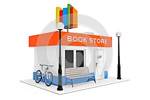 Toy Cartoon Book Shop or Book Store Building Facade. 3d Rendering