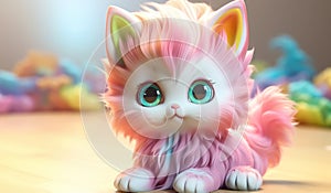 Toy cat in soft colors, plasticized material, educational for children to play. AI generated photo