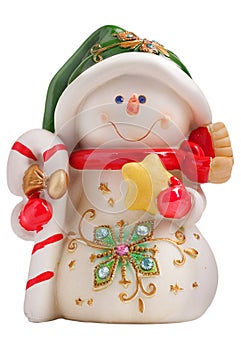 Toy christmas snowman isolated