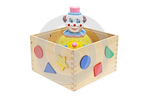 Toy Clown in Wooden Box