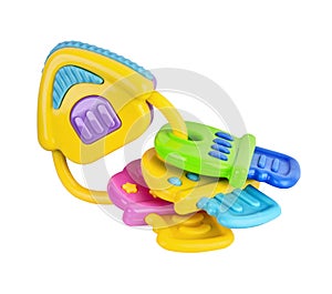 Toy colorful baby rattle isolated