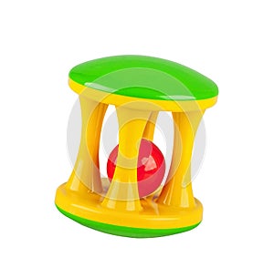 Toy colorful baby rattle isolated