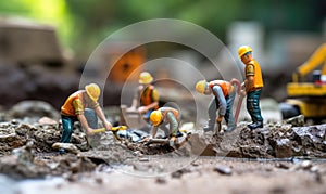 Toy Construction Workers Building a Playful Construction Site