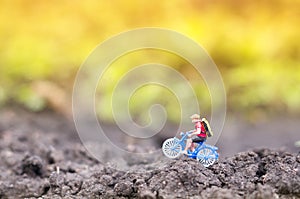 Toy cyclist ecotourism concept