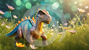 toy dinosaur with an effective bokeh and colorful background