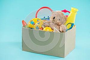 Toy. Donation box with unwanted items for poor