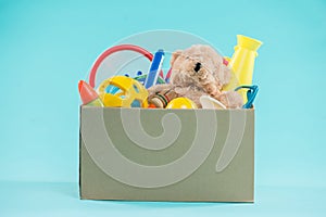 Toy. Donation box with unwanted items for poor