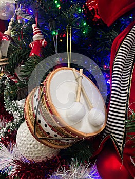 Toy Drum Christmas Ornament on Christmas Tree