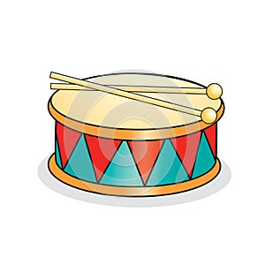 Toy drum and drumsticks