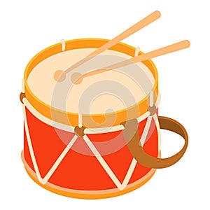 Toy drum icon, cartoon style