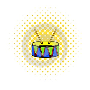 Toy drum icon, comics style