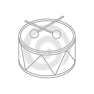 Toy drum icon, isometric 3d style
