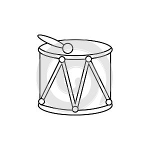 Toy drum with stick line style icon