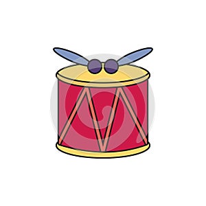 Toy drum with sticks fill style icon