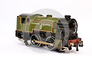 Toy Electric Model Train on White Background