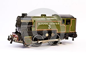 Toy Electric Model Train on White Background