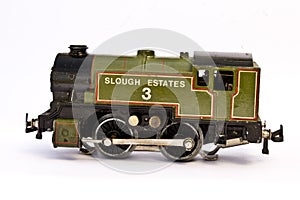 Toy Electric Model Train on White Background