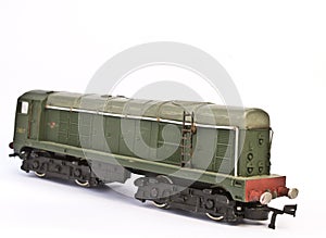 Toy Electric Model Train on White Background