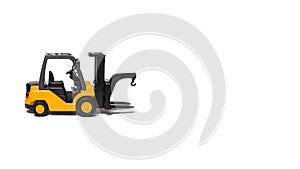 toy forklift close up isolated on white