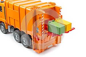 Toy garbage truck with garbage containers