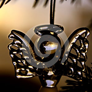 Toy glass angel decoration on the xmas tree