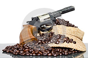 Toy gun coffee beans cap