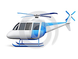 Toy helicopter isolated on white background. Side view. 3d