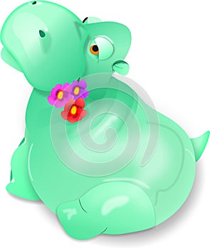 Toy hippo with flowers