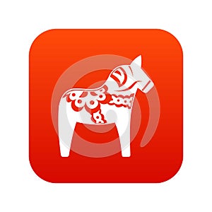 Toy horse icon digital red