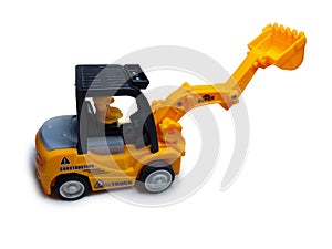 Toy JCB Excavator Machine isolated on white background