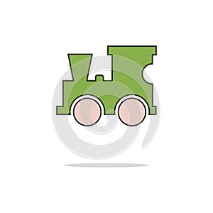 Toy locomotive color thin line icon.Vector illustration