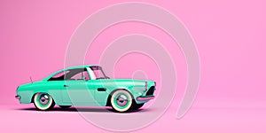 Toy looking vintage car. 3D render.