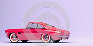 Toy looking vintage car. 3D render.