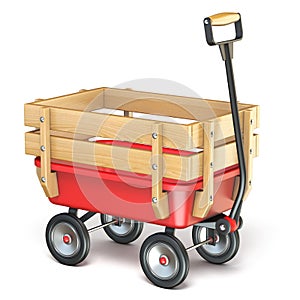 Toy mini wagon with wooden side fence Isometric 3D