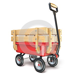 Toy mini wagon with wooden side fence Perspective 3D