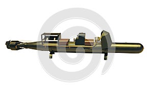 Toy model of one of the first submarines isolated on white