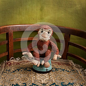 Toy monkey in the arena