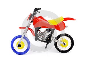 Toy motorbike on white background