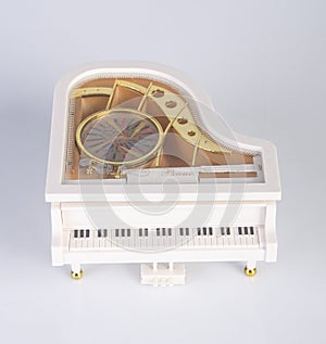 toy music box or piano music box on a background.