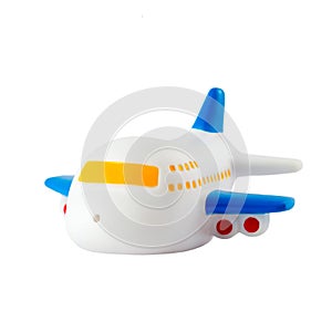 Toy passenger airplane isolated on white