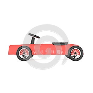 A toy pedal cart on a white background, 3d rendering