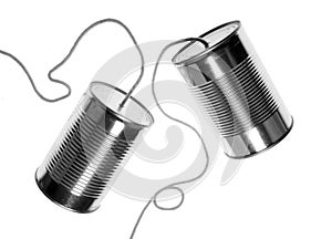 Toy phone made from two cans and a string