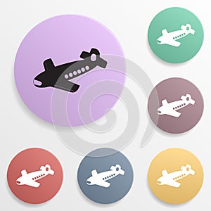 Toy plane badge color set icon. Simple glyph, flat vector of toys icons for ui and ux, website or mobile application