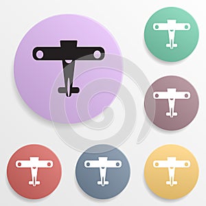 Toy plane badge color set icon. Simple glyph, flat vector of toys icons for ui and ux, website or mobile application