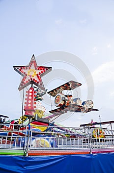 Toy plane carousel in amusement park