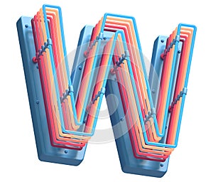 Toy plastic colorful neon font. Letter W