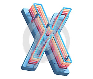 Toy plastic colorful neon font. Letter X