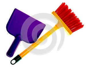 Toy plastic dustpan and broom