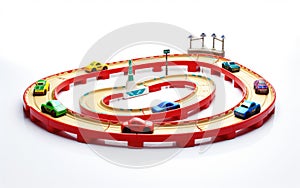 Toy Race Track: Cars Speeding Around Curves -Generative Ai